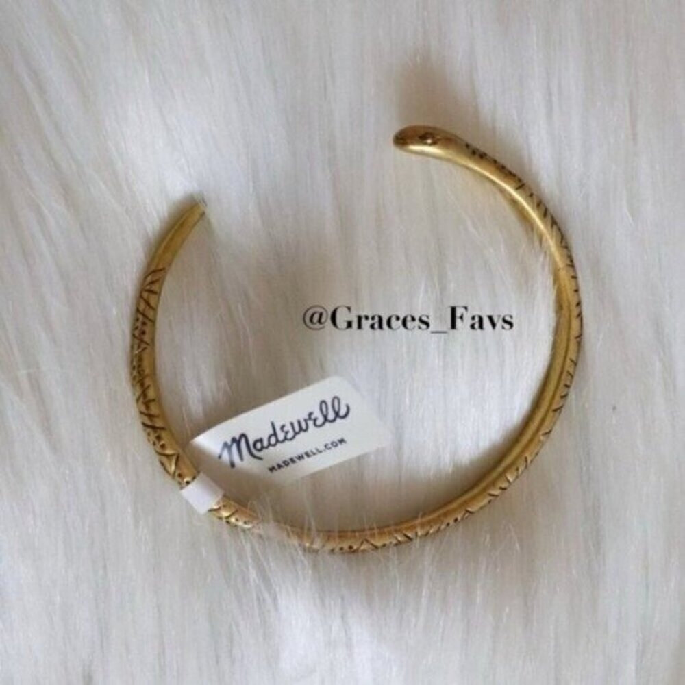 NEW Madewell Gold Snake Cuff Brass Open End Bracelet - Picture 6 of 7